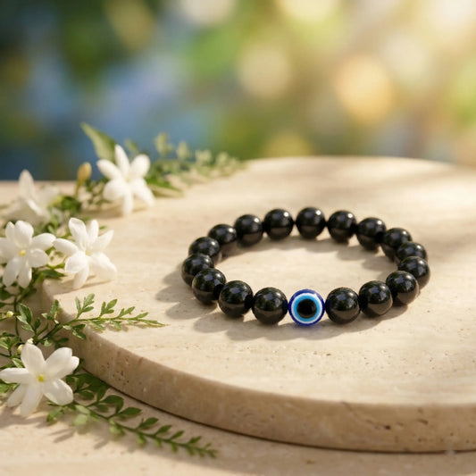 Evil Eye Bracelet with Black Obsidian