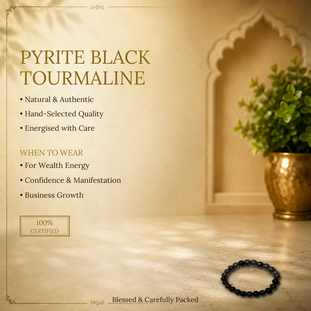 Pyrite & Black Tourmaline Bracelet - image 2