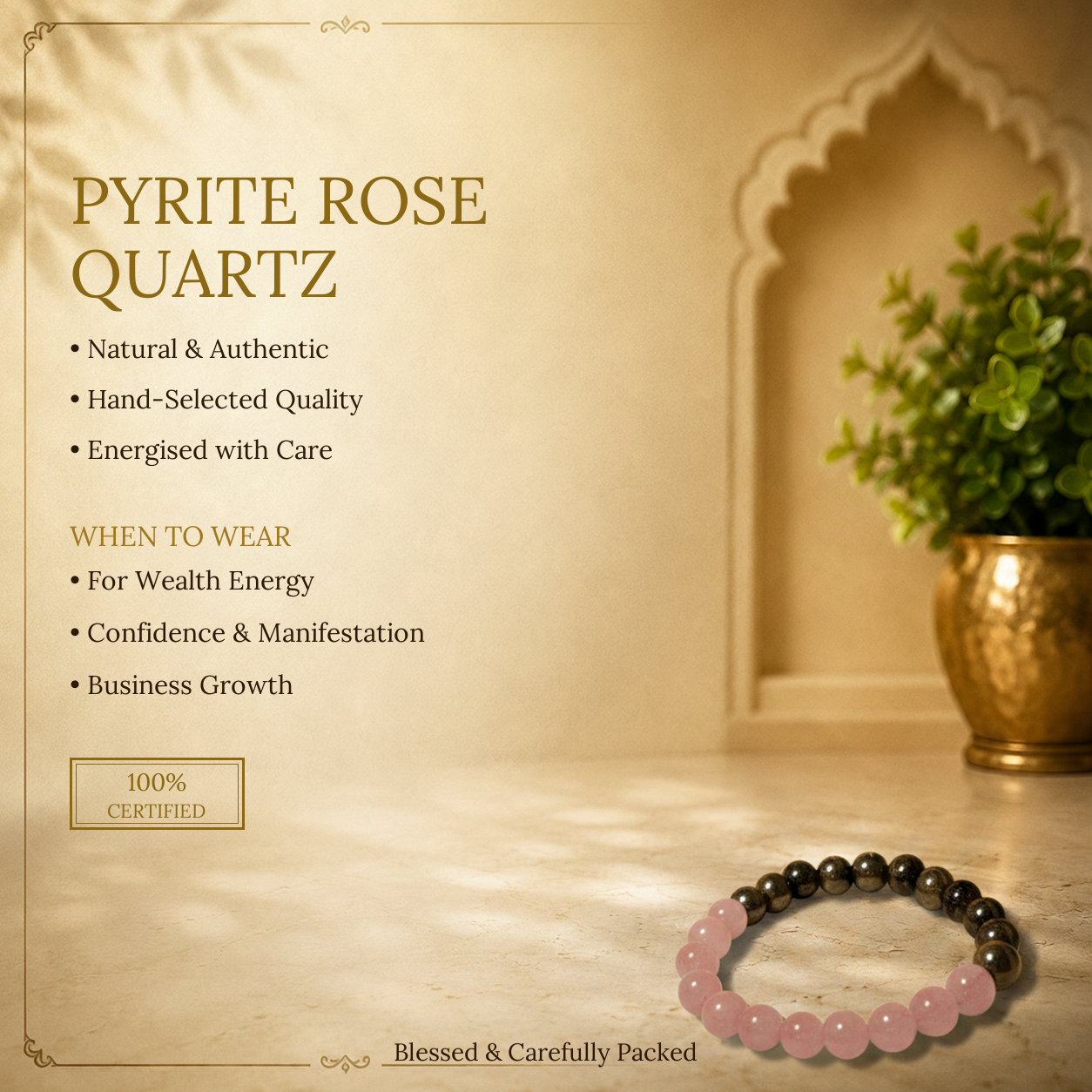 Pyrite & Rose Quartz Bracelet - image 2