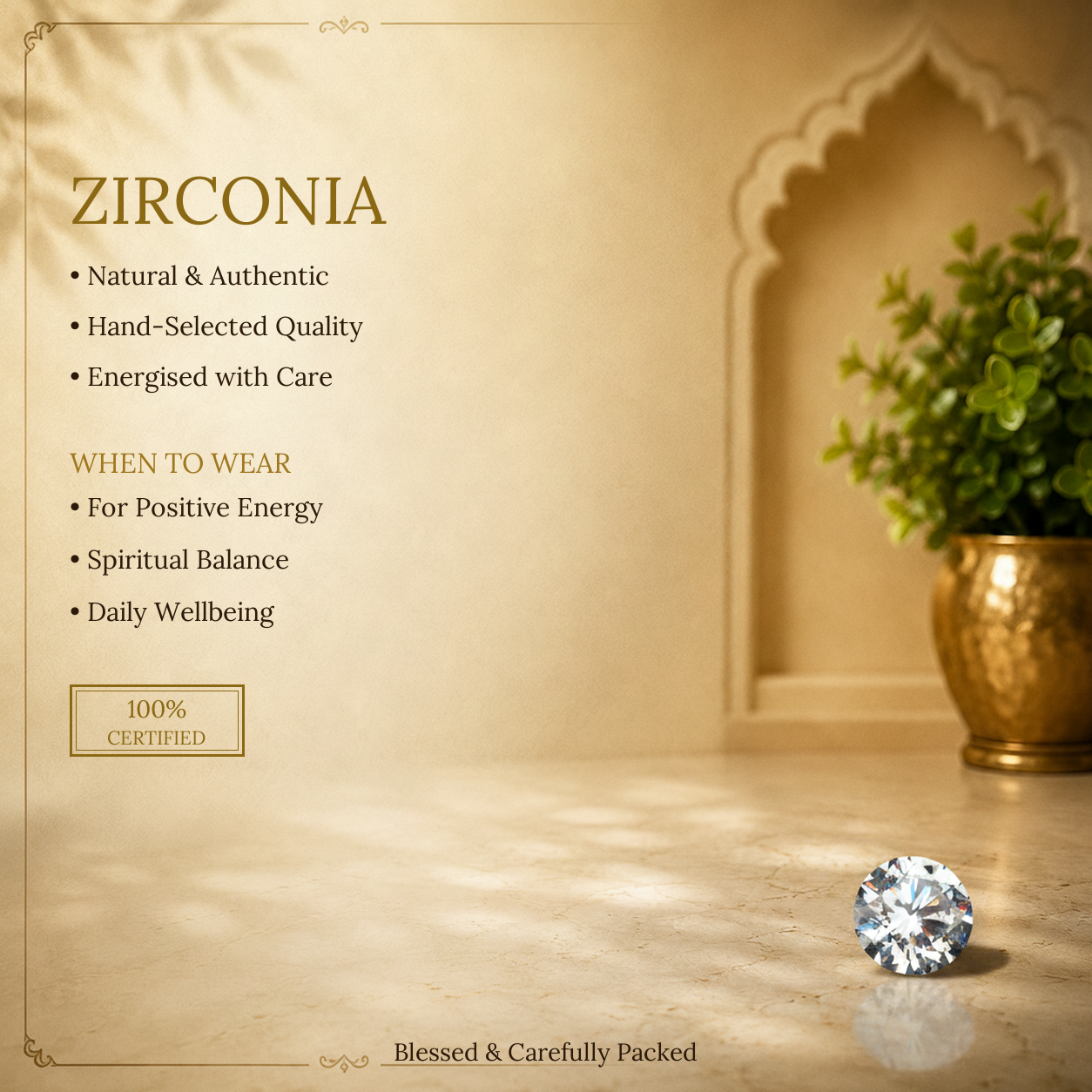 Zirconia gemstone 3 ratti